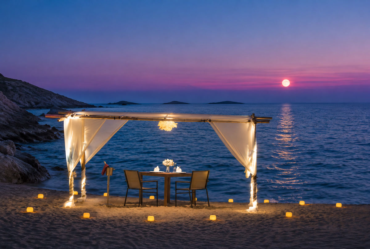 Romantic Dinner on a Secret Beach